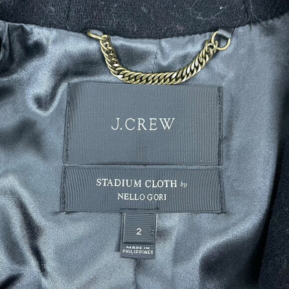 J. Crew Italian Stadium Cloth Wool Chateau Parka Coat Black Size 2 - Picture 9 of 9